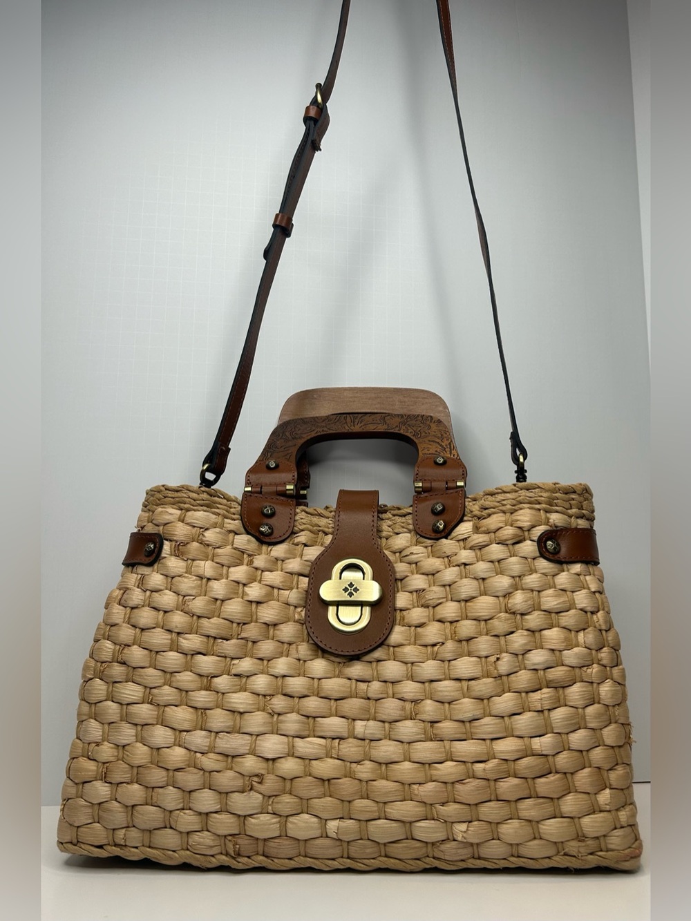 Patricia Nash Valpiana Straw Handle Satchel Bag - Picture 11 of 11